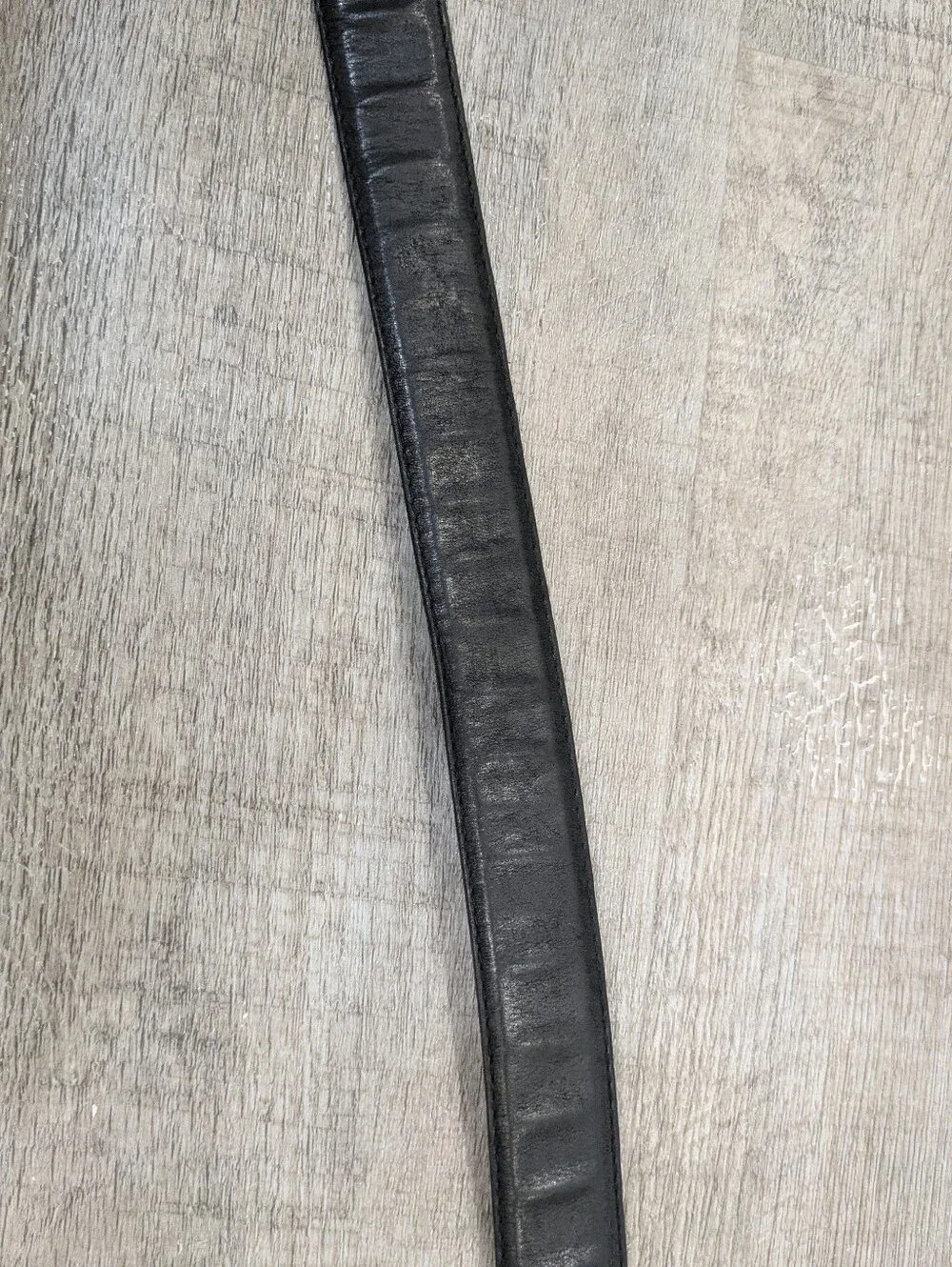 Vintage Avignon Gold Buckle Black Genuine Leather Belt